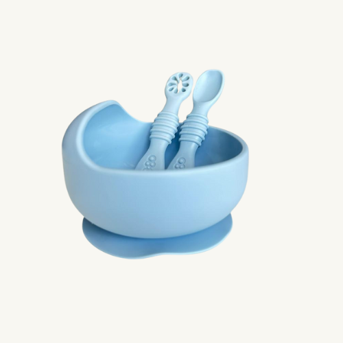 Plato hondo con pack de precuchara/chuchara azul