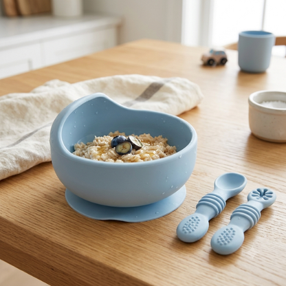 Plato Hondo + Pack Cuchara Azul