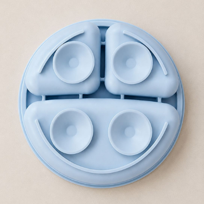 Plato Dividido + Set Utensilios Azul