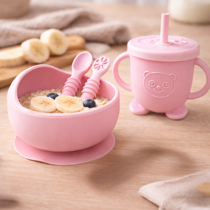 Set de Alimentación Plato + Vaso Rosa
