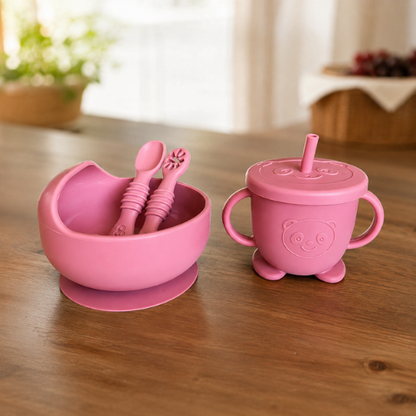 Set de Alimentación Plato + Vaso Rosa
