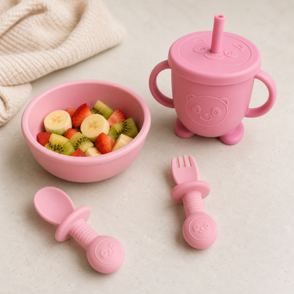 Set de Cuchara y Tenedor Osito Rosado