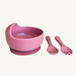 Plato Hondo + Utensilios Rosa